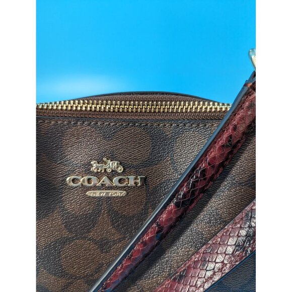 COACH NWT $378 AVA Signature red snake‎ embossed trim bag - Picture 4 of 10